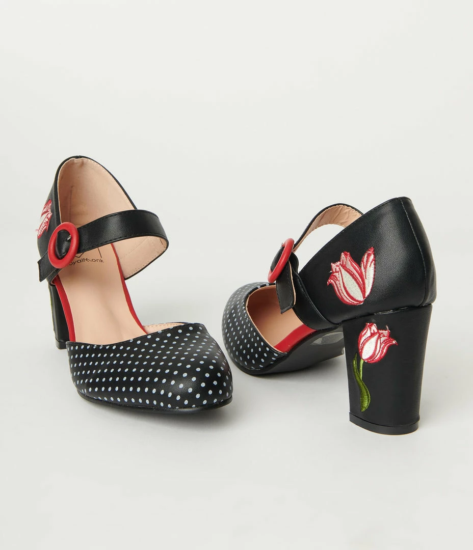 Lifestyle Group (UK) Ltd Black Polka Dot & Floral Heels