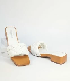 Weeboo International White Woven Puff Strap Sandals Heels & Wedges