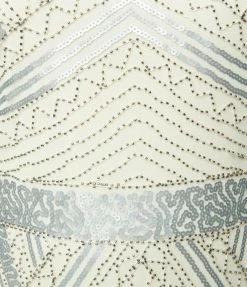 Clothing Unique Vintage Plus Size 1920s Ivory & Silver Sequin Flapper Dress