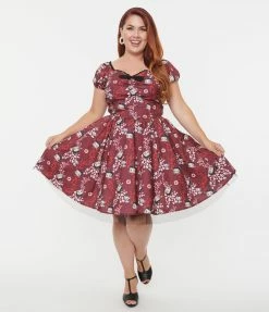 Betty Boop X Unique Vintage Plus Size Burgundy Heart Babydoll Dress Fan Flair