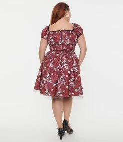 Betty Boop X Unique Vintage Plus Size Burgundy Heart Babydoll Dress Fan Flair