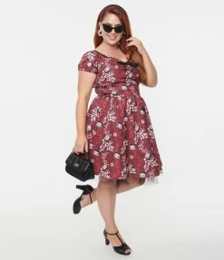 Betty Boop X Unique Vintage Plus Size Burgundy Heart Babydoll Dress Fan Flair