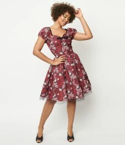 Betty Boop X Unique Vintage Burgundy Heart Babydoll Dress
