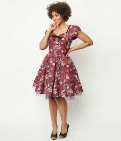 Betty Boop X Unique Vintage Burgundy Heart Babydoll Dress