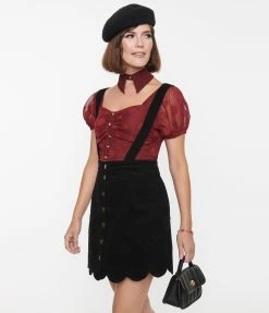 Sale Smak Parlour Burgundy Polka Dot Crop Top