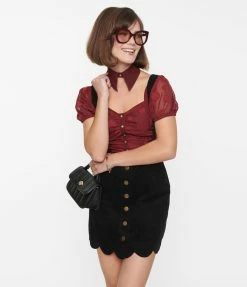 Sale Smak Parlour Burgundy Polka Dot Crop Top