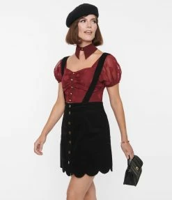 Sale Smak Parlour Burgundy Polka Dot Crop Top