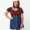Smak Parlour Plus Size Burgundy Polka Dot Crop Top