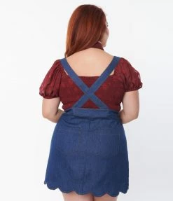 Smak Parlour Plus Size Burgundy Polka Dot Crop Top