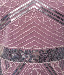 Unique Vintage Plus Size 1920s Light Purple & Silver Sequin Flapper Dress Clothing