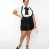 Smak Parlour Plus Size Black Corduroy Suspender Mini Skirt Trending