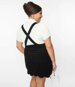 Smak Parlour Plus Size Black Corduroy Suspender Mini Skirt Trending