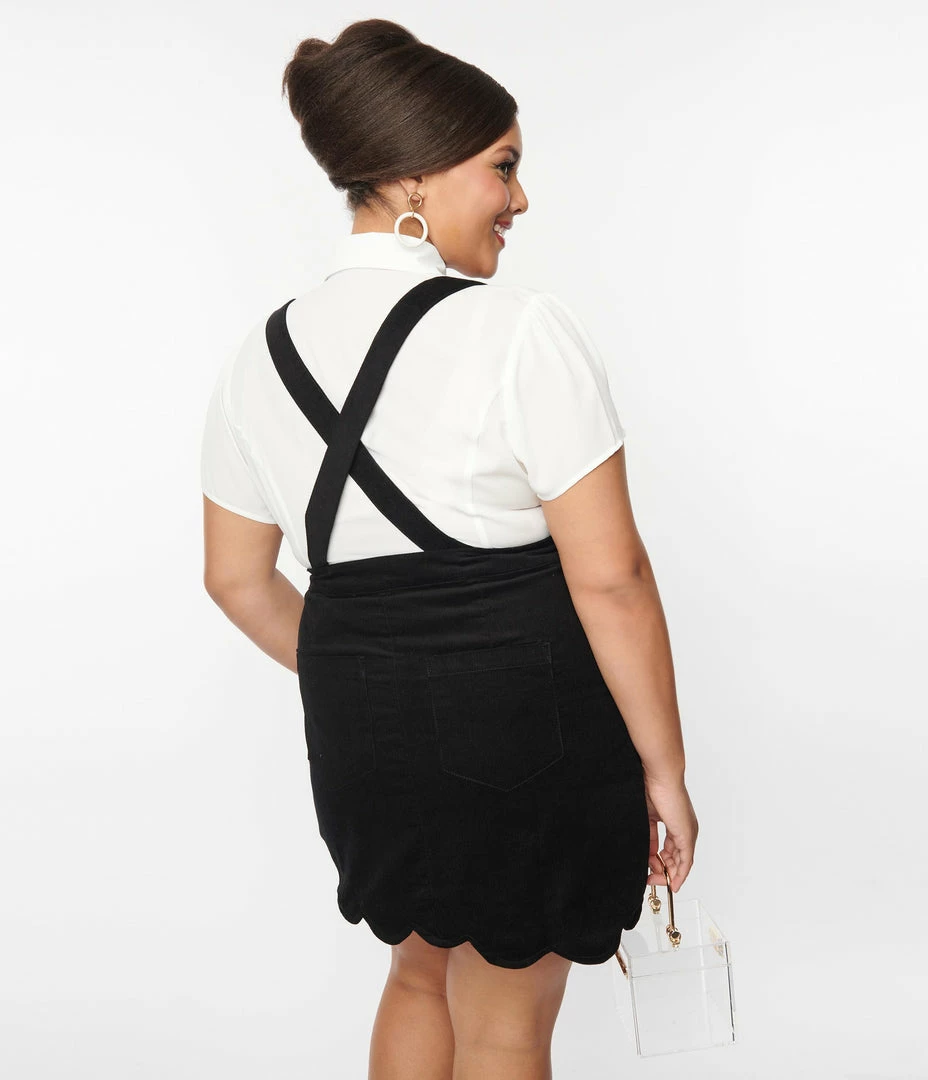 Smak Parlour Plus Size Black Corduroy Suspender Mini Skirt Trending