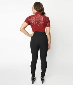 Clothing Unique Vintage Black Side Snap Rizzo Cigarette Pants