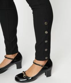 Clothing Unique Vintage Black Side Snap Rizzo Cigarette Pants