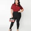 Unique Vintage Plus Size Black Side Snap Rizzo Cigarette Pants Clothing