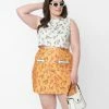 Flintstones X Smak Parlour Plus Size White Dino Print Scallop Top Clothing