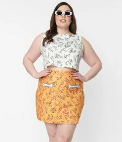 Flintstones X Smak Parlour Plus Size White Dino Print Scallop Top Clothing