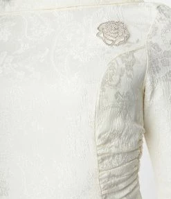Clothing Unique Vintage Ivory Brocade Bridal Swing Dress