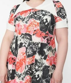 Harley Quinn X Smak Parlour Plus Size Black & Pink Comic Print Mini Dress
