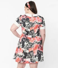 Harley Quinn X Smak Parlour Plus Size Black & Pink Comic Print Mini Dress