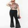 Harley Quinn X Smak Parlour Plus Size Black & Red Argyle Flare Pants