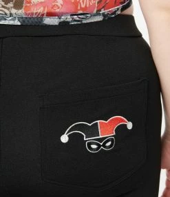 Harley Quinn X Smak Parlour Plus Size Black & Red Argyle Flare Pants