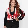 Harley Quinn X Smak Parlour Plus Size Black & Red Argyle XOXO Cardigan