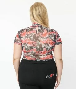 Harley Quinn X Smak Parlour Plus Size Comic All Over Print Mesh It Girl Top Fan Flair