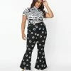 Sale Smak Parlour Plus Size Black & White Floral Print Into The Groove Flare Jeans