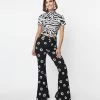 Smak Parlour Black & White Floral Print Into The Groove Flare Jeans Sale