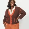 Trending Unique Vintage Plus Size Brown & Rust Scallop Sweater Cardigan