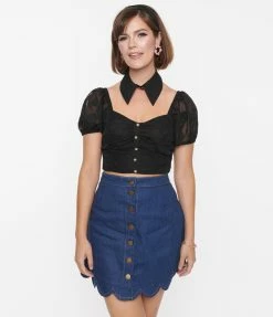 Sale Smak Parlour Black Polka Dot Crop Top