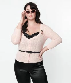 Betty Boop X Unique Vintage Plus Size Light Pink Sweetheart Cardigan Fan Flair