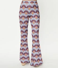 Smak Parlour Blue & Pink Flower Power Find Your Flare Pants
