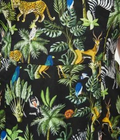 Rompers & Jumpsuits Unique Vintage Plus Size Black & Jungle Print Skirted Dolly Romper