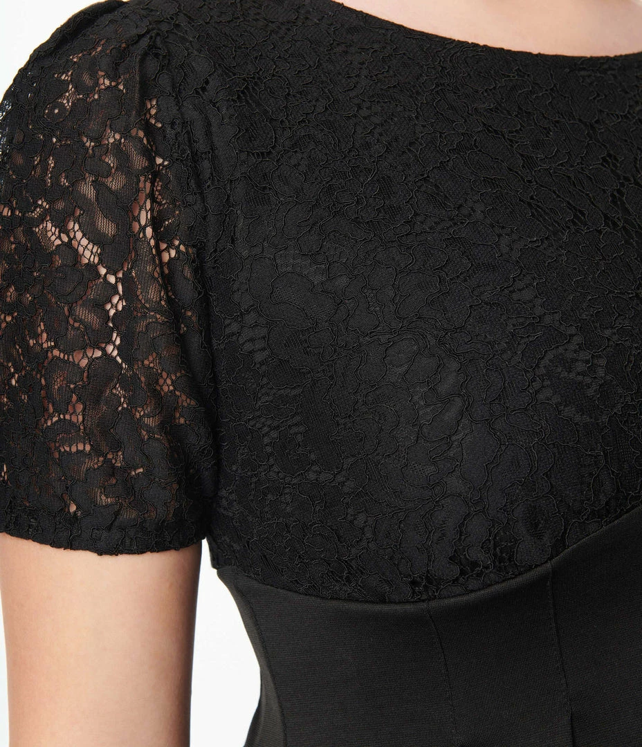 Unique Vintage Black Lace Flare Dress New Arrivals!