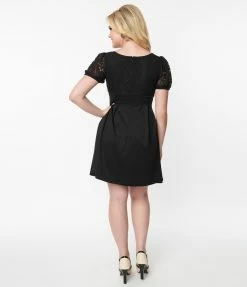 Unique Vintage Black Lace Flare Dress New Arrivals!