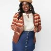 Unique Vintage Plus Size Multi Brown Chevron Cardigan Clothing
