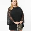 Clothing Smak Parlour Plus Size Black & Lace Sleeve Mini Dress