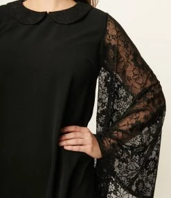 Smak Parlour Black & Lace Sleeve Mini Dress Clothing