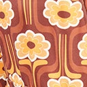 Unique Vintage Rust Orange & Yellow Daisy Daze Print Jumpsuit