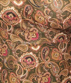 Trending Unique Vintage Plus Size Olive & Mustard Paisley Print Wrap Dress