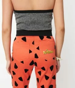 Clothing Flintstones X Smak Parlour Orange & Black Leopard Spots Print Flare Pants