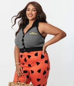 Flintstones X Smak Parlour Plus Size Black & White Bedrock Sweater Clothing