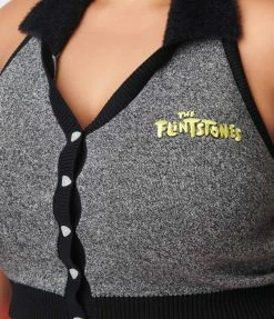 Flintstones X Smak Parlour Plus Size Black & White Bedrock Sweater Clothing
