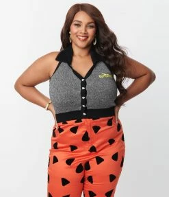 Flintstones X Smak Parlour Plus Size Black & White Bedrock Sweater Clothing