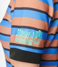 Scooby Doo X Smak Parlour Brown & Blue Stripe Mini Shirt Dress Fan Flair
