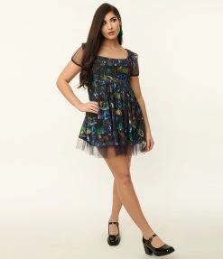 Fan Flair Corpse Bride X Unique Vintage Movie Collage Babydoll Dress