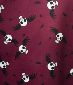 Corpse Bride X Unique Vintage Plus Size Wine & Flying Skulls Stephanie Flare Dress